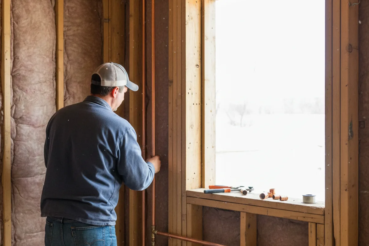 Licensed plumber running new copper supply lines in a Elliottsburg home